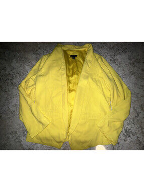 Alfani Women's Yellow Open Front Collared Lined Jacket Long Sleeve Size 12
